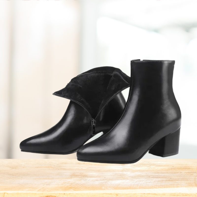 Women's Ankle Boots with a Glossy Finish – Black