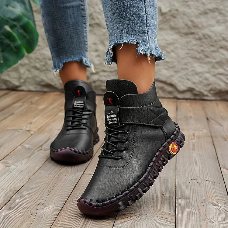 Women's Ankle-Height Hiking Boots with Good Grip – Black