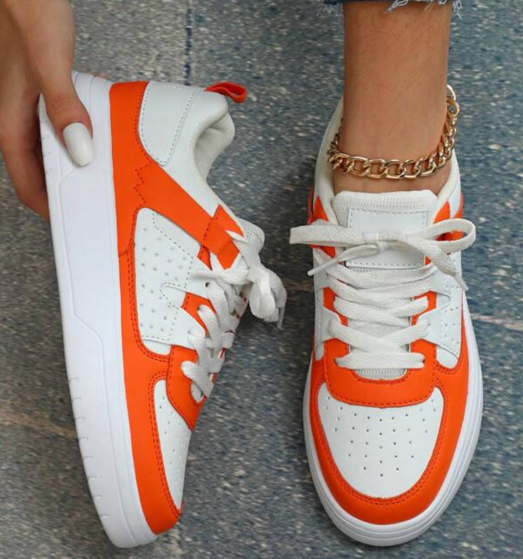 Women's Breathable Sneakers in a Vibrant Design – Orange