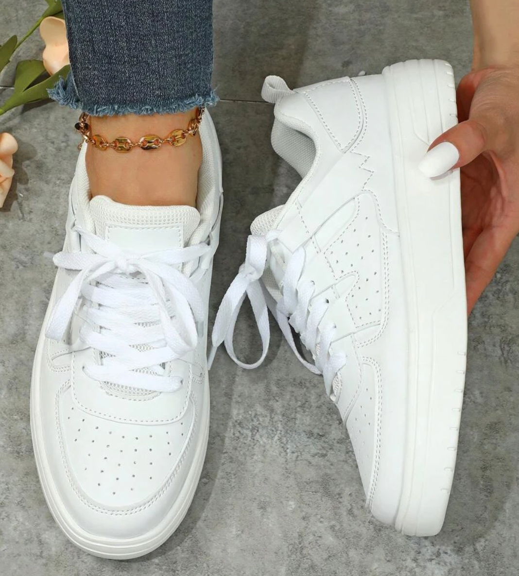Women's Breathable Sneakers in a Vibrant Design – White