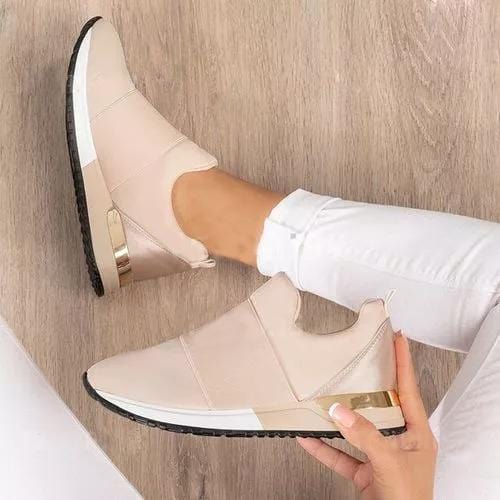 Women's Breathable Sneakers with Gold Accents – Pink