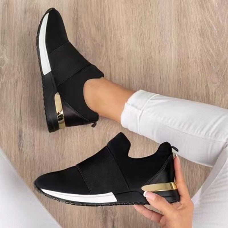 Women's Breathable Sneakers with Gold Accents