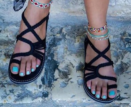 Women's Colourful Adjustable Beach Sandals – Black