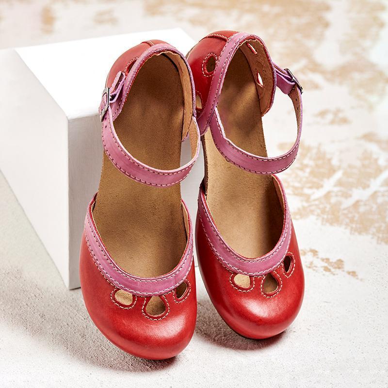 Women's Comfort Low-Heel Sandals – Red