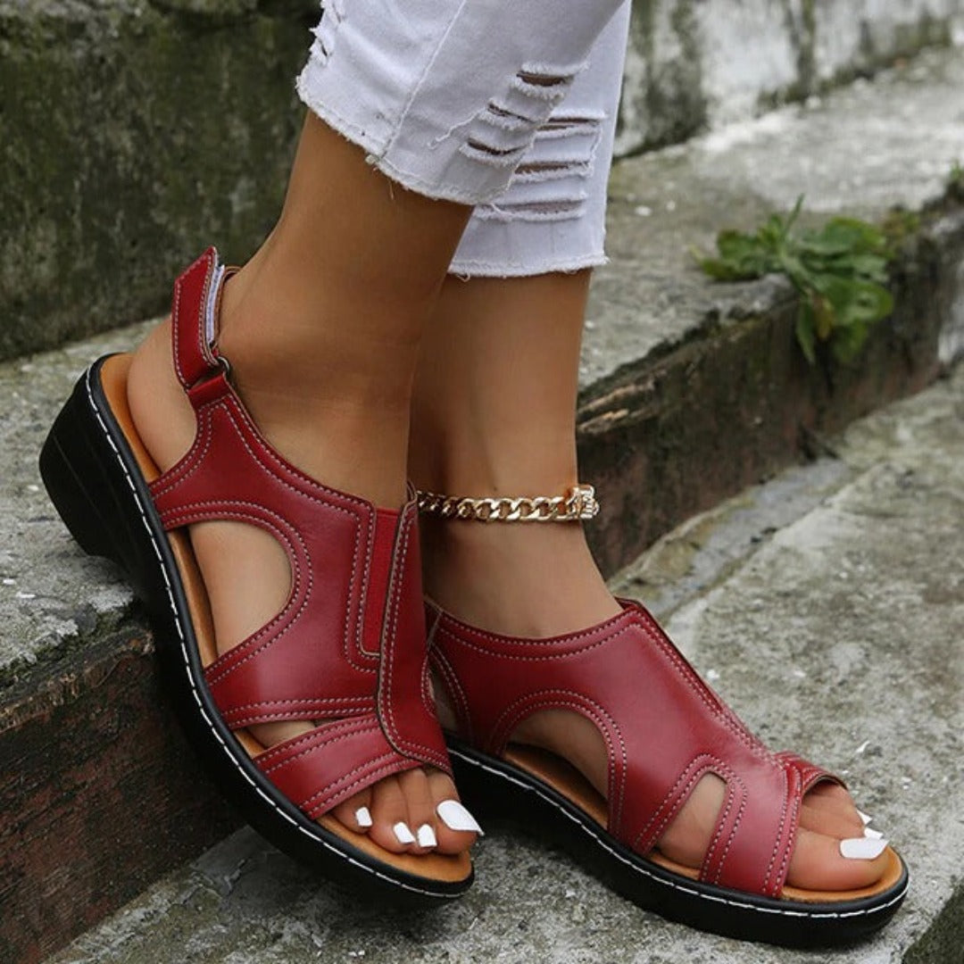 Women's Comfort Sandals with Cushioned Footbed – Red
