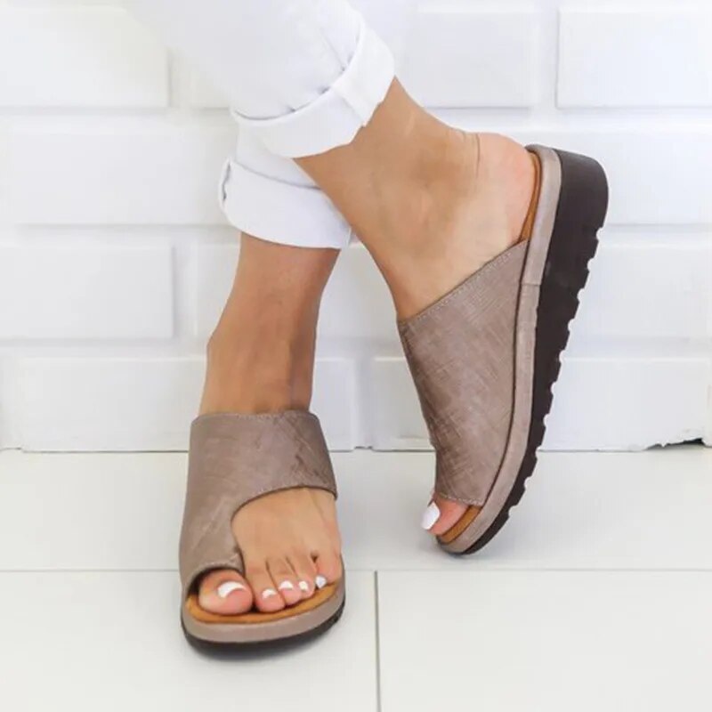 Women's Comfort Slides with Flat Sole – Khaki