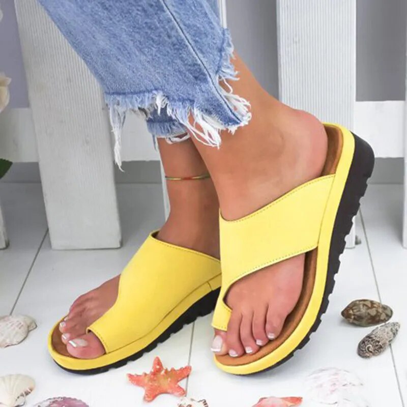 Women's Comfort Slides with Flat Sole – Yellow