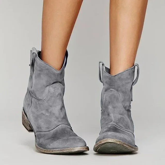 Women's Cowboy Boots with a Curved Heel – Grey