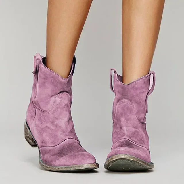 Women's Cowboy Boots with a Curved Heel – Pink