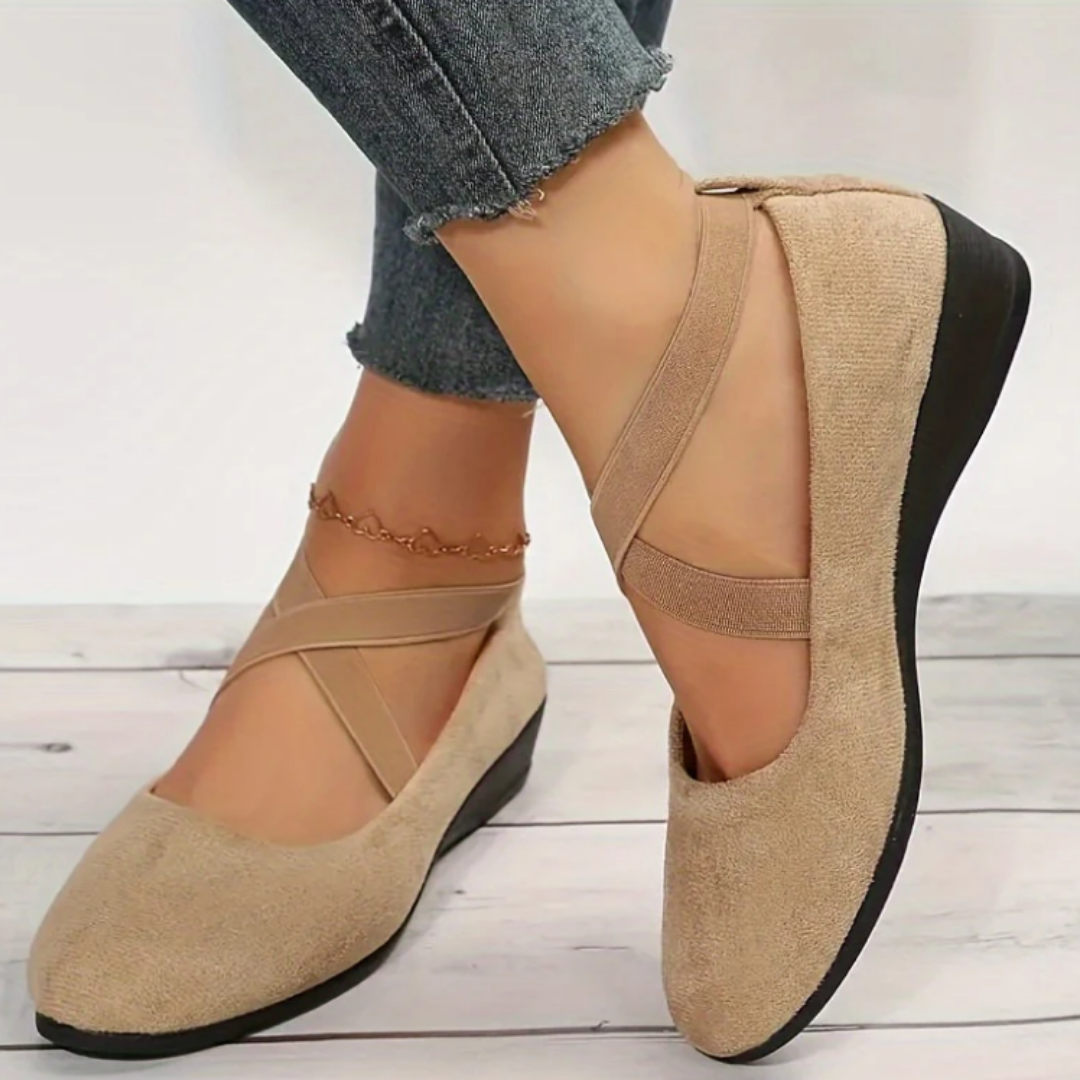 Women's Elegant Ballet Flats with Hidden Wedge – Beige
