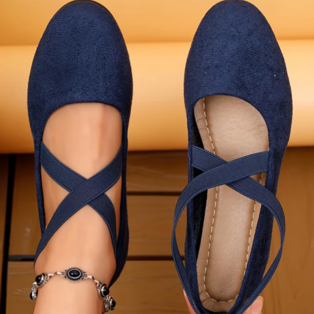 Women's Elegant Ballet Flats with Hidden Wedge – Blue