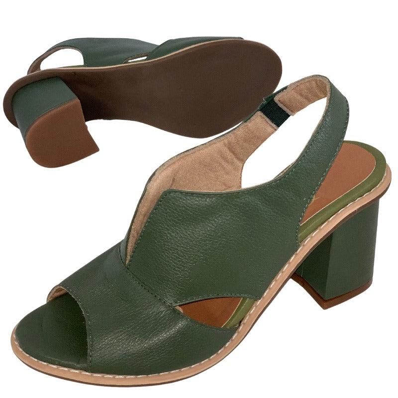 Women's Elegant Block-Heel Sandals with Adjustable Straps – Brown