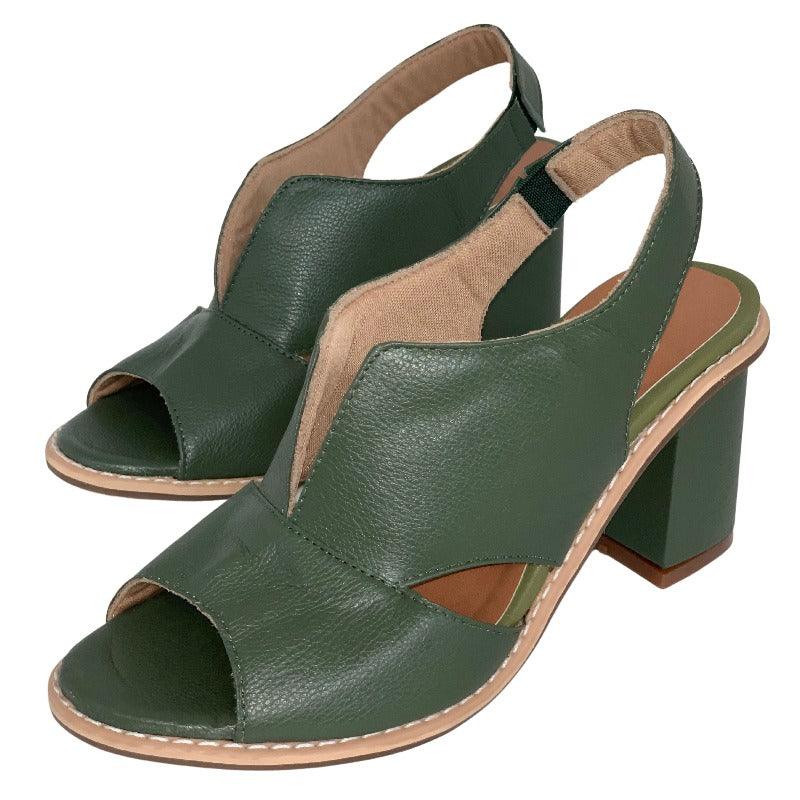 Women's Elegant Block-Heel Sandals with Adjustable Straps – Brown
