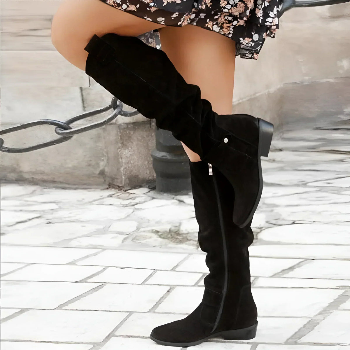 Women's Elegant Leather Boots for Winter – Black