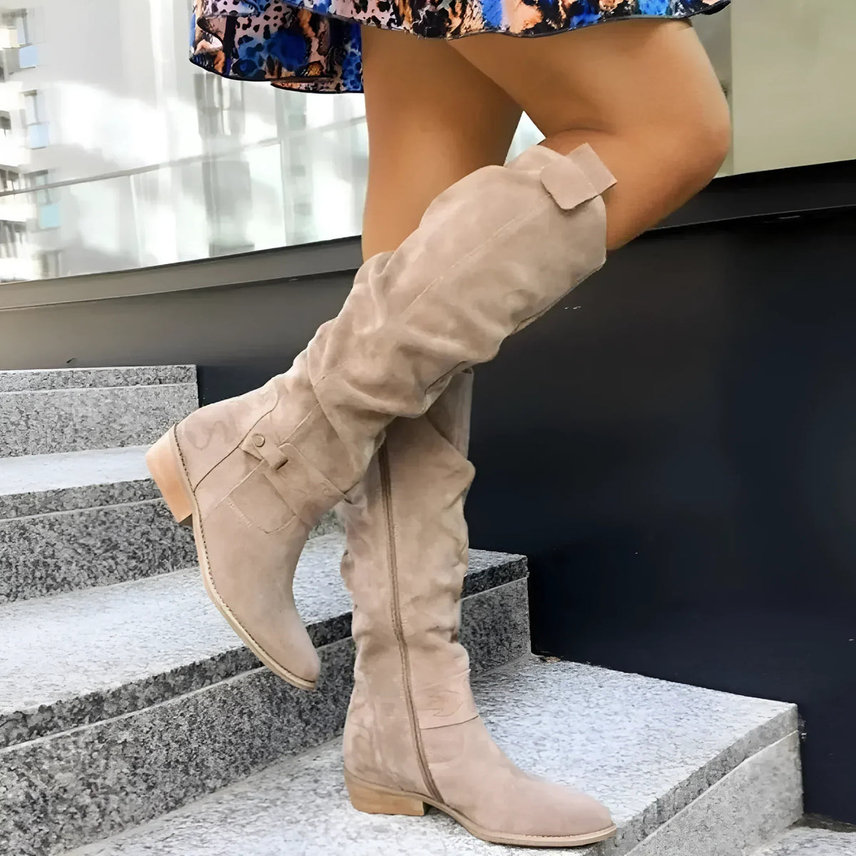 Women's Elegant Leather Boots for Winter – Beige