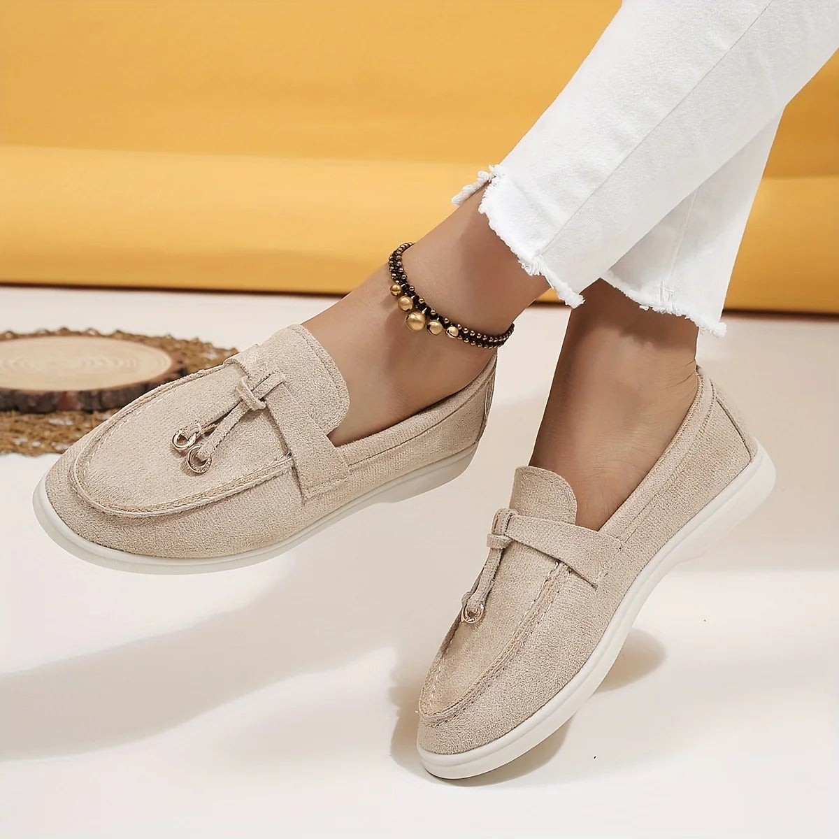 Women's Elegant Loafers, Comfortable for Everyday – Beige