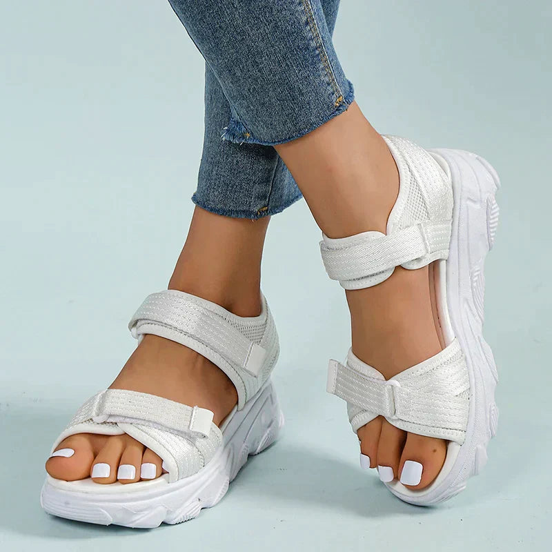 Women's Elegant Comfort Sandals in Synthetic Material – White