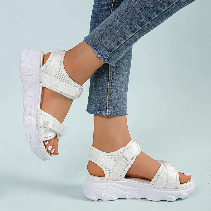 Women's Elegant Comfort Sandals in Synthetic Material – White