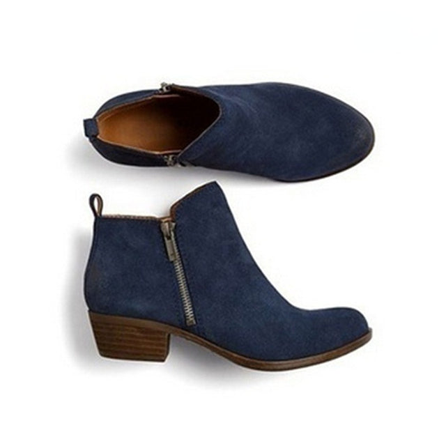 Women's Elegant Retro-Style Heeled Ankle Boots