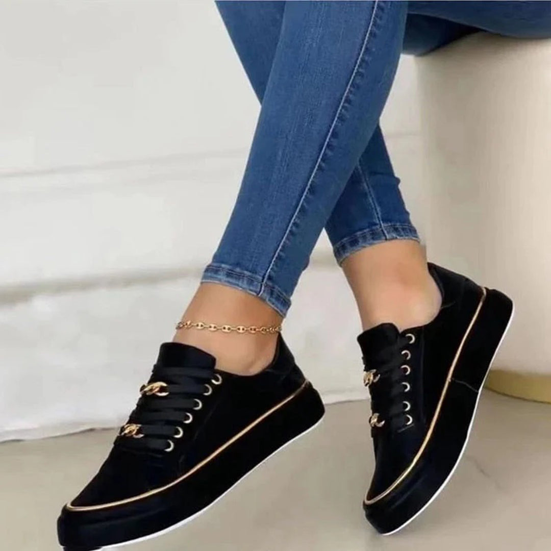 Women's Elegant Sneakers with Decorative Detail – Black