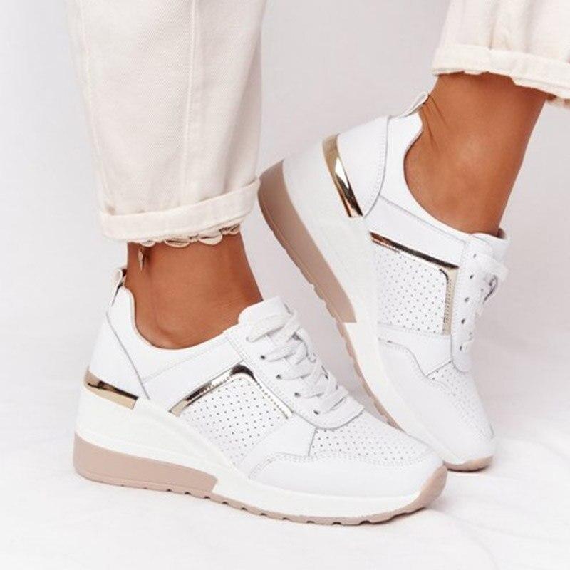 Women's Fashionable Platform Sneakers – Beige