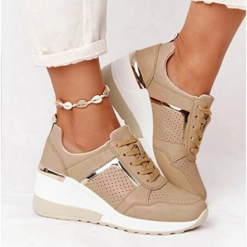 Women's Fashionable Sneakers, Comfortable for Walking – Beige