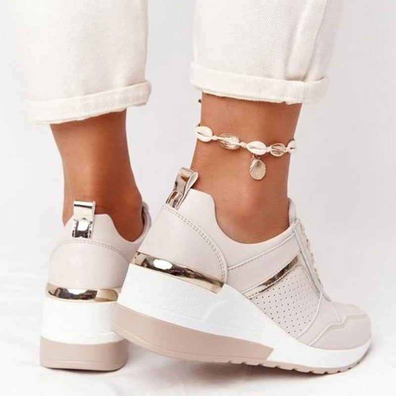 Women's Fashionable Sneakers, Comfortable for Walking – White