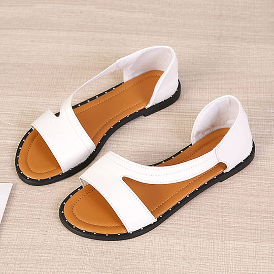Women's Flat Leather Everyday Sandals – Black