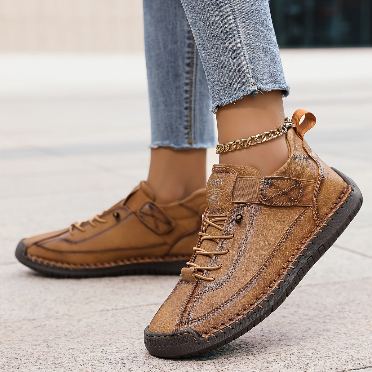 Women's Hand-Stitched Retro-Style Boots – Khaki