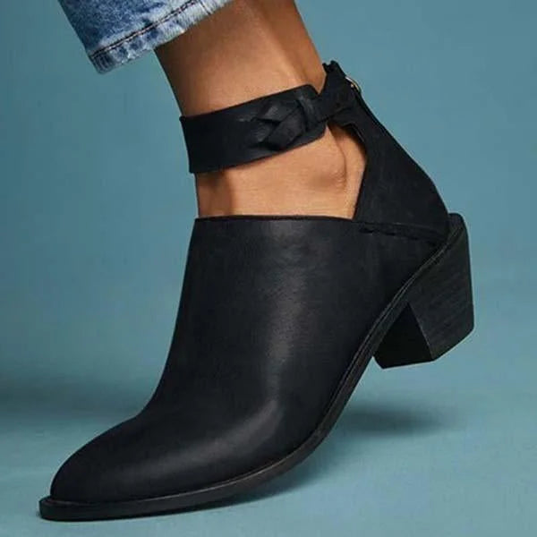 Women's Heeled Ankle Boots with Soft Lining – Black