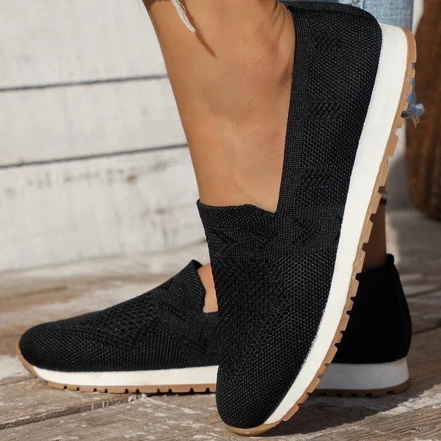 Women's Knit Slip-On Loafers, Lightweight – Black