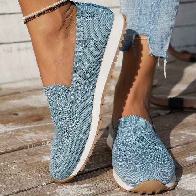 Women's Knit Slip-On Loafers, Lightweight – Blue
