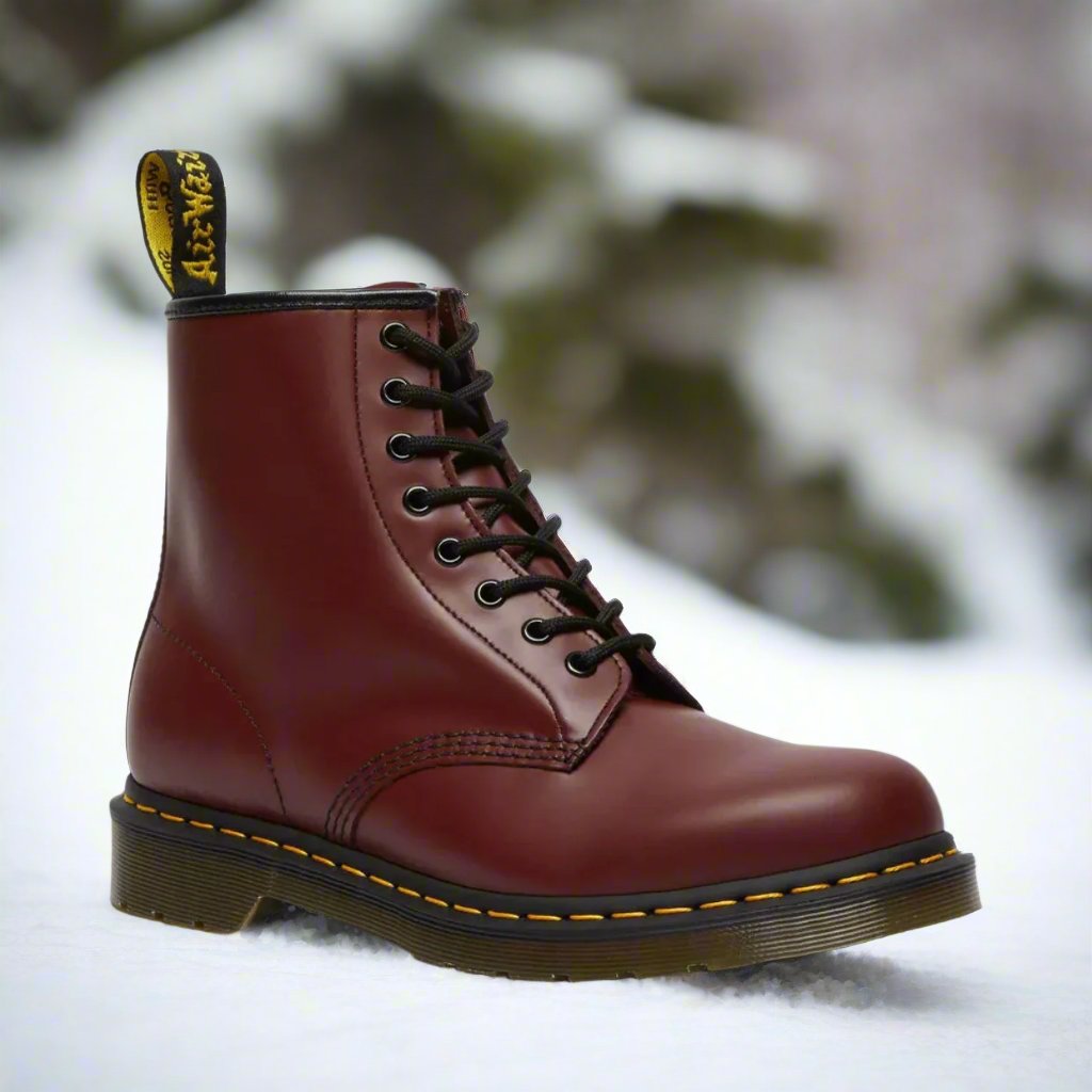 Women's Lace-Up Ankle Boots with a Sturdy Sole – Burgundy