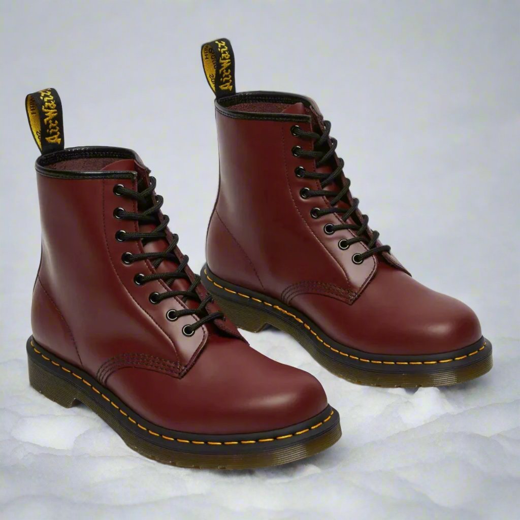 Women's Lace-Up Ankle Boots with a Sturdy Sole – Burgundy