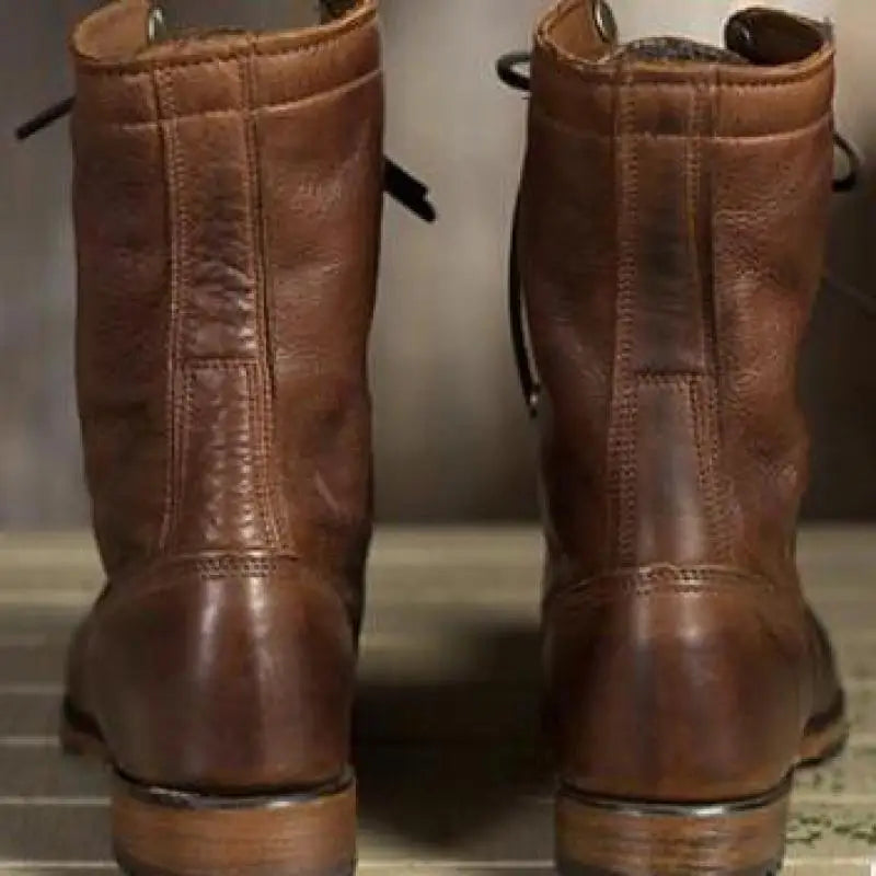 Women's Leather Boots with a Classic Design – Dark Brown