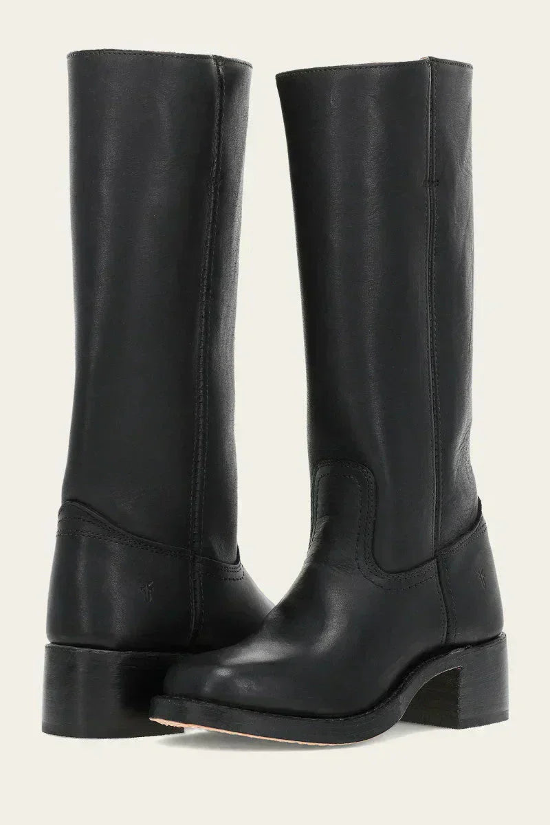 Women's Leather Boots with a Fitted Cut – Black