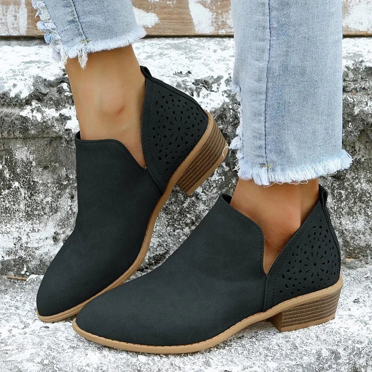 Women's Leather Low-Heel Shoes for Summer