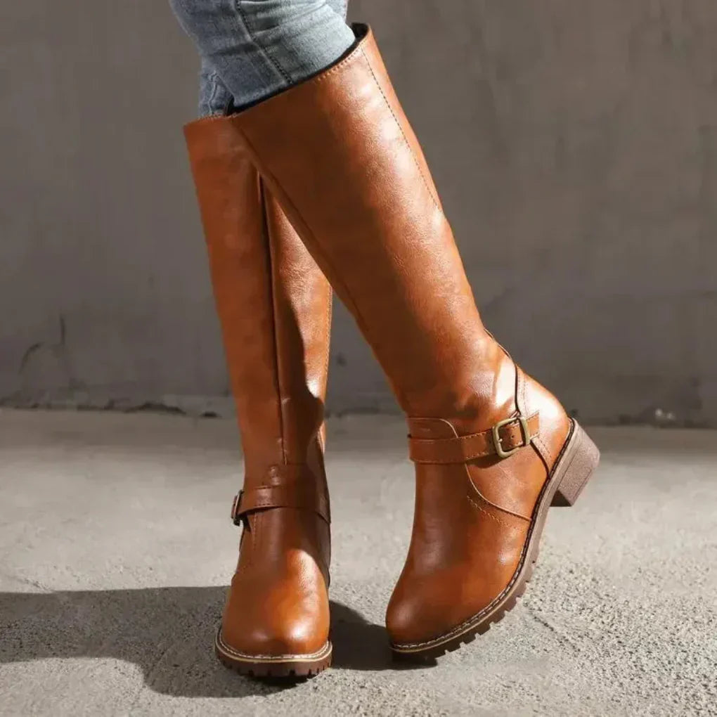 Women's Leather Over-the-Knee Heeled Boots