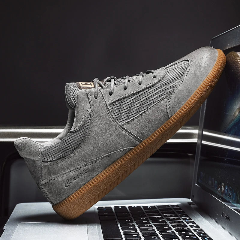 Women's Leather Sneakers in Italian Style – Grey