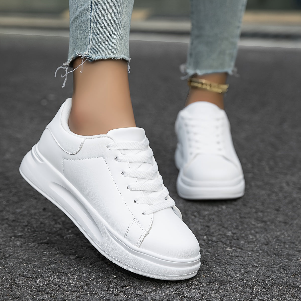 Women's Leather Sneakers with Soft Cushioning – White & Black