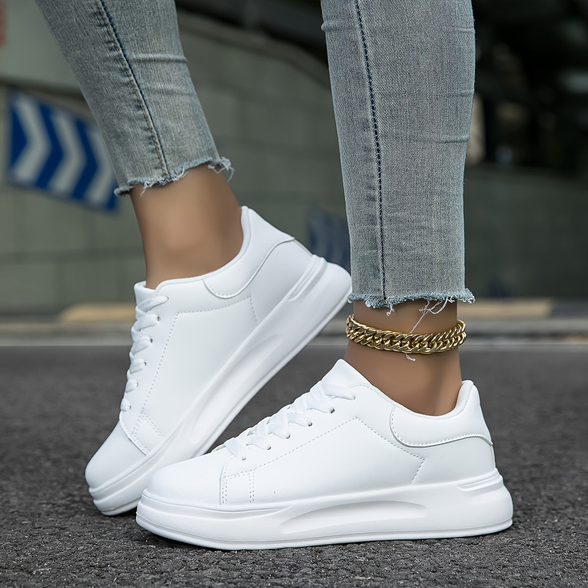 Women's Leather Sneakers with Soft Cushioning – White & Black