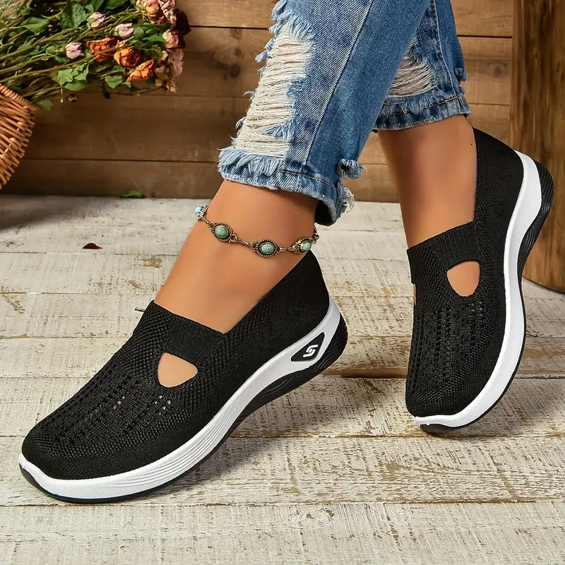 Women's Lightweight Slip-On Shoes, Breathable – Black