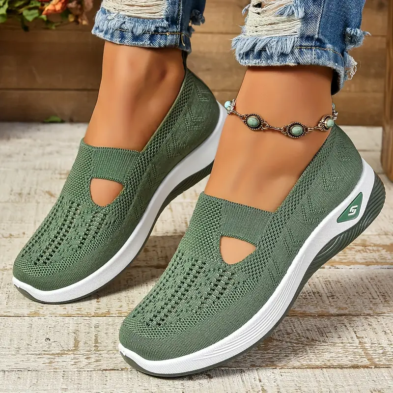 Women's Lightweight Slip-On Shoes, Breathable – Military Green