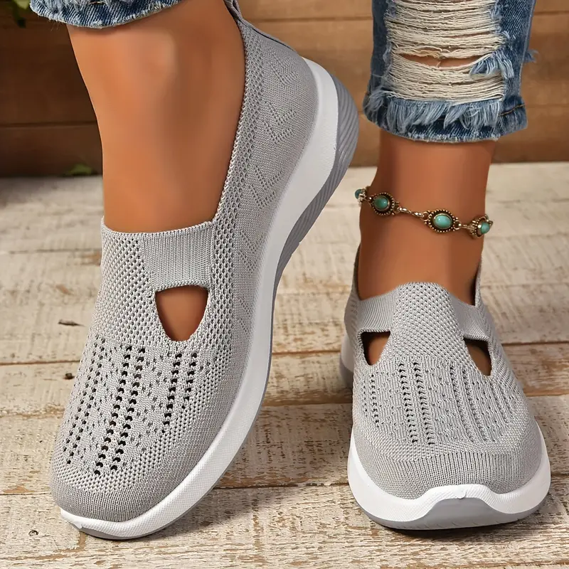 Women's Lightweight Slip-On Shoes, Breathable – Grey