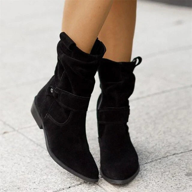 Women's Low Ankle Boots in Winter Style – Black