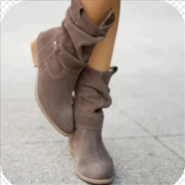 Women's Low Ankle Boots in Winter Style – Dark Grey