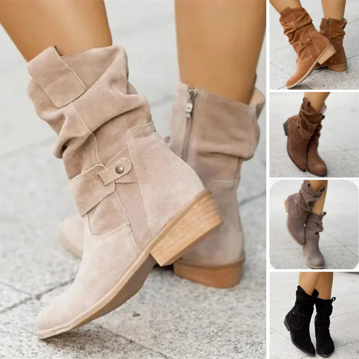 Women's Low Ankle Boots in Winter Style – Dark Brown