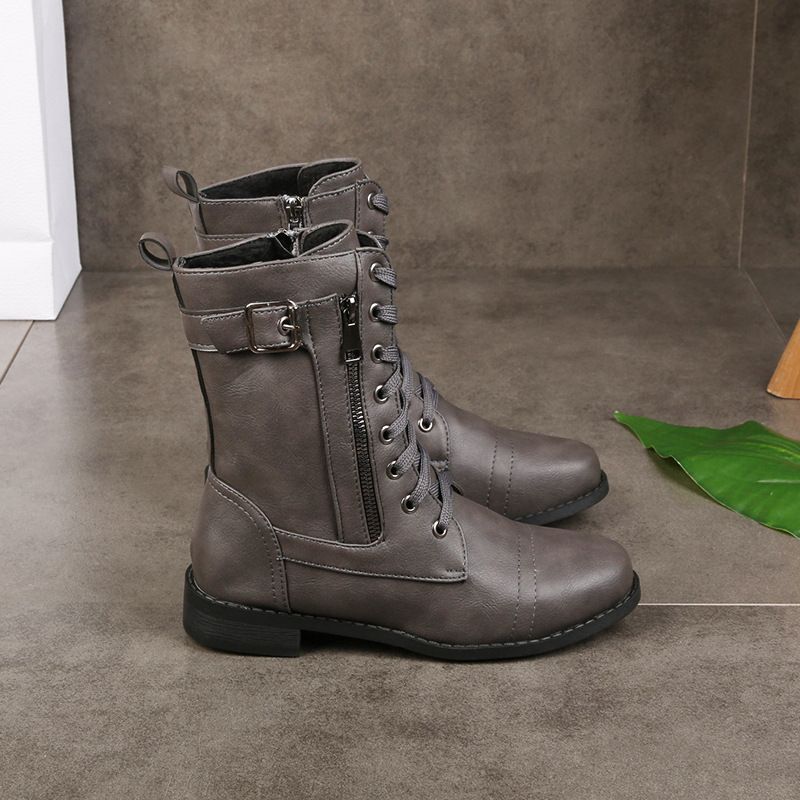 Women's Elegant Comfort Ankle Boots with Side Zip – Grey
