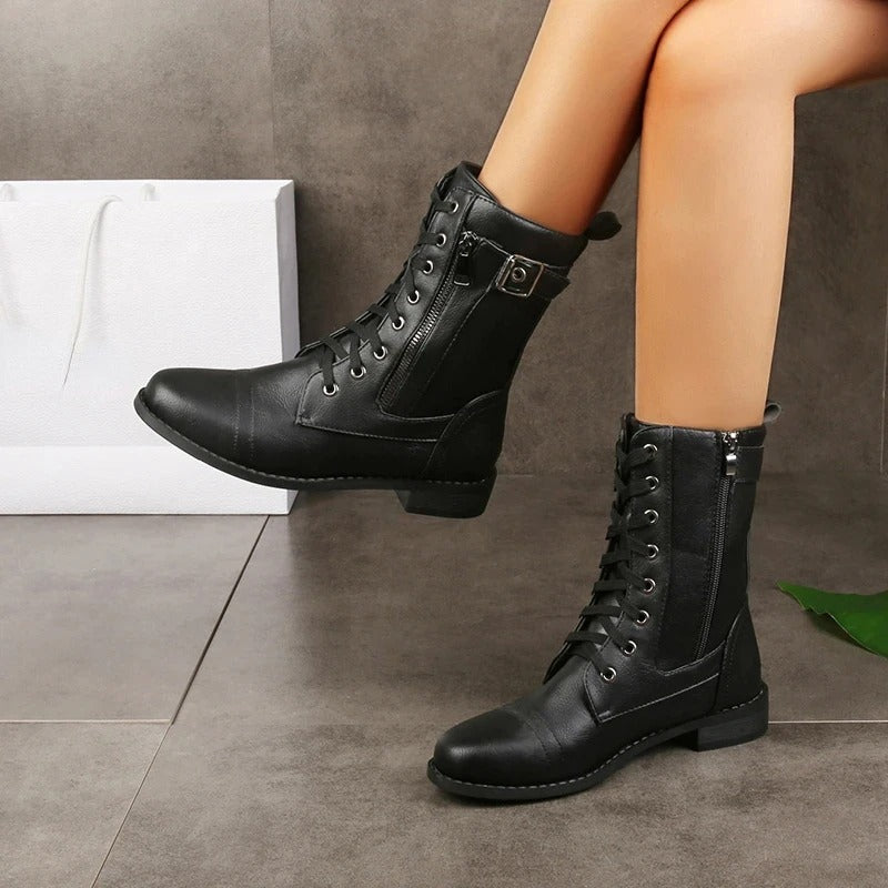 Women's Elegant Comfort Ankle Boots with Side Zip – Grey