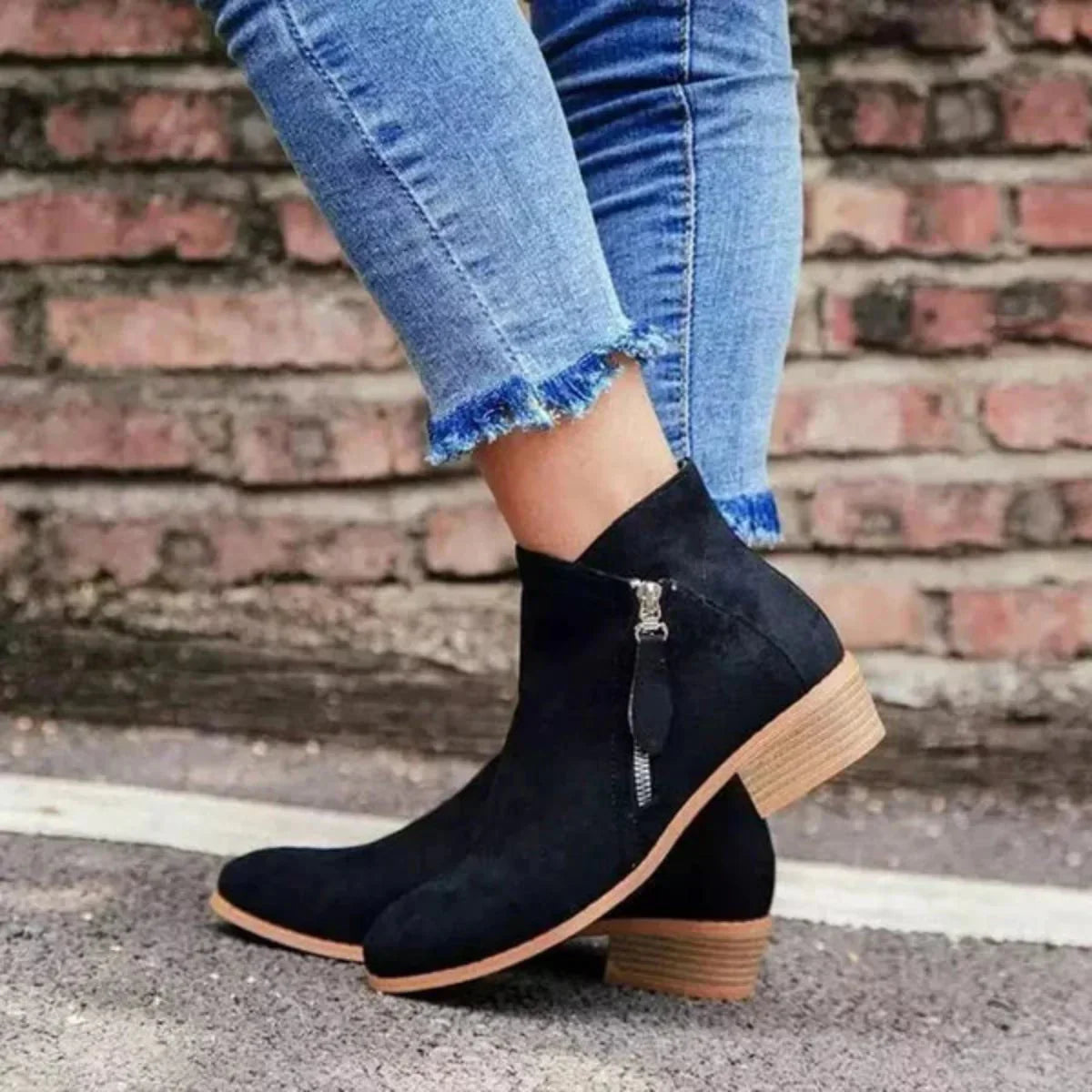 Women's Comfort Ankle Boots with Zip – Khaki